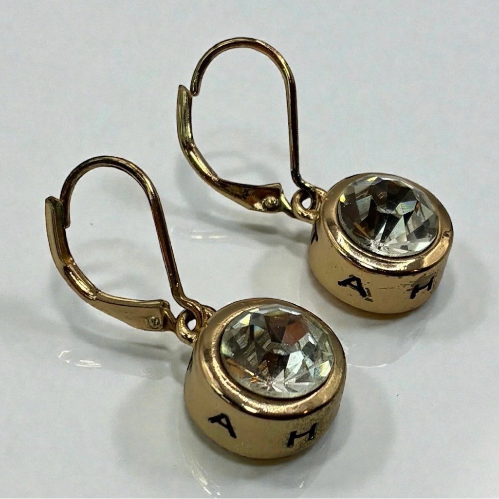 Tahari Gold Tone Crystal Dangle Earrings